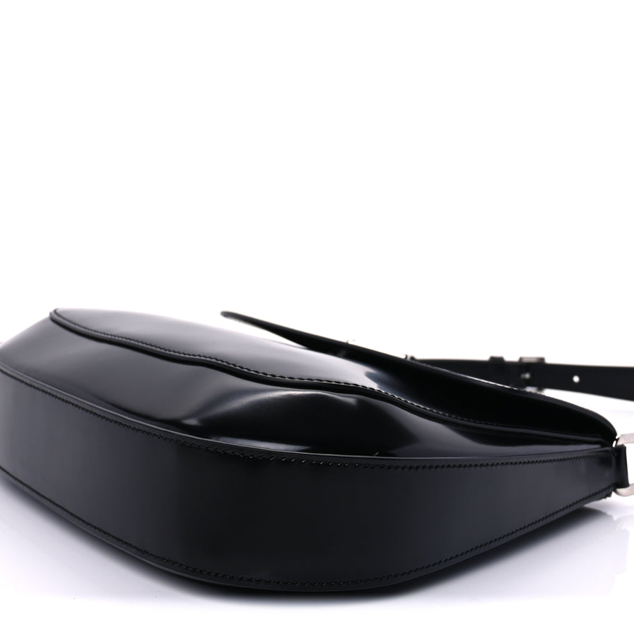 Prada Spazzolato Cleo Flap Adjustable Strap Shoulder Bag  Black Image 7