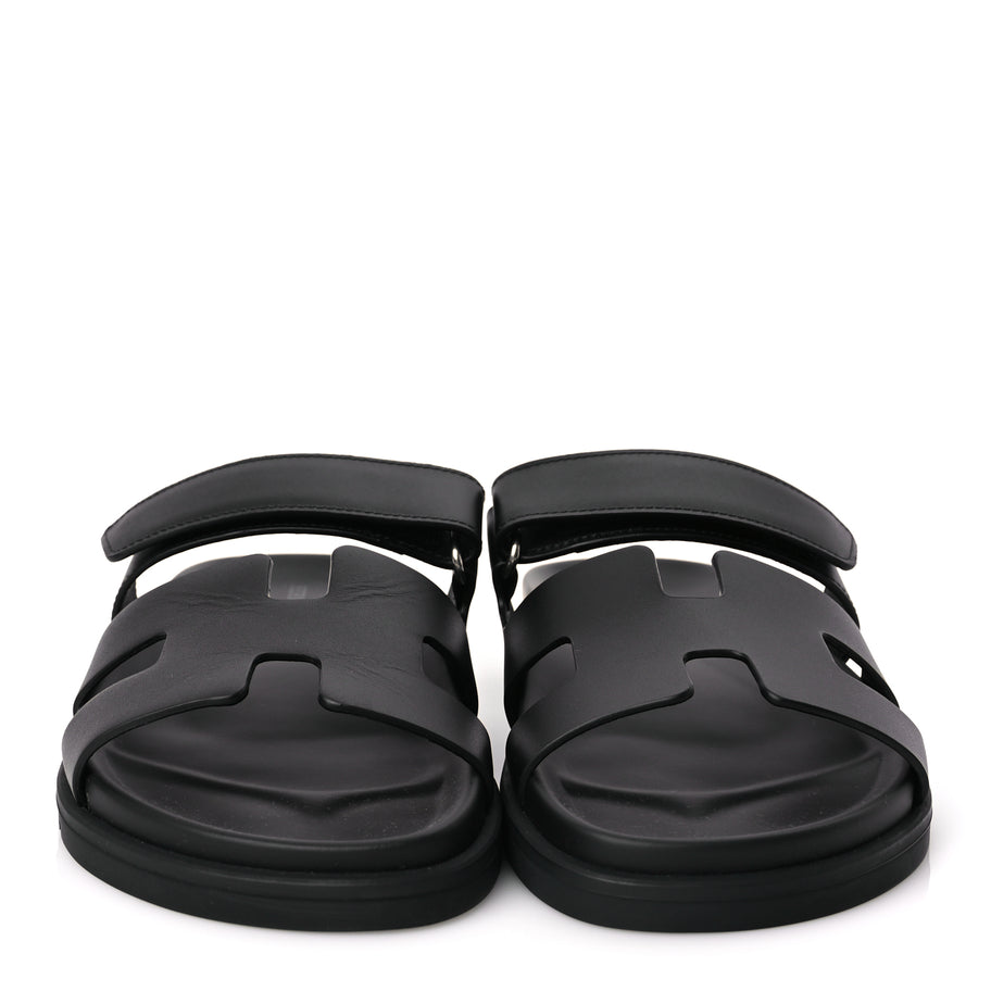 Hermes Calfskin Womens Chypre Sandals 38 Black Image 3
