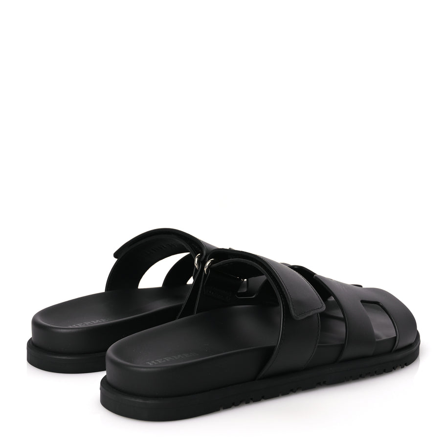 Hermes Calfskin Womens Chypre Sandals 38 Black Image 5