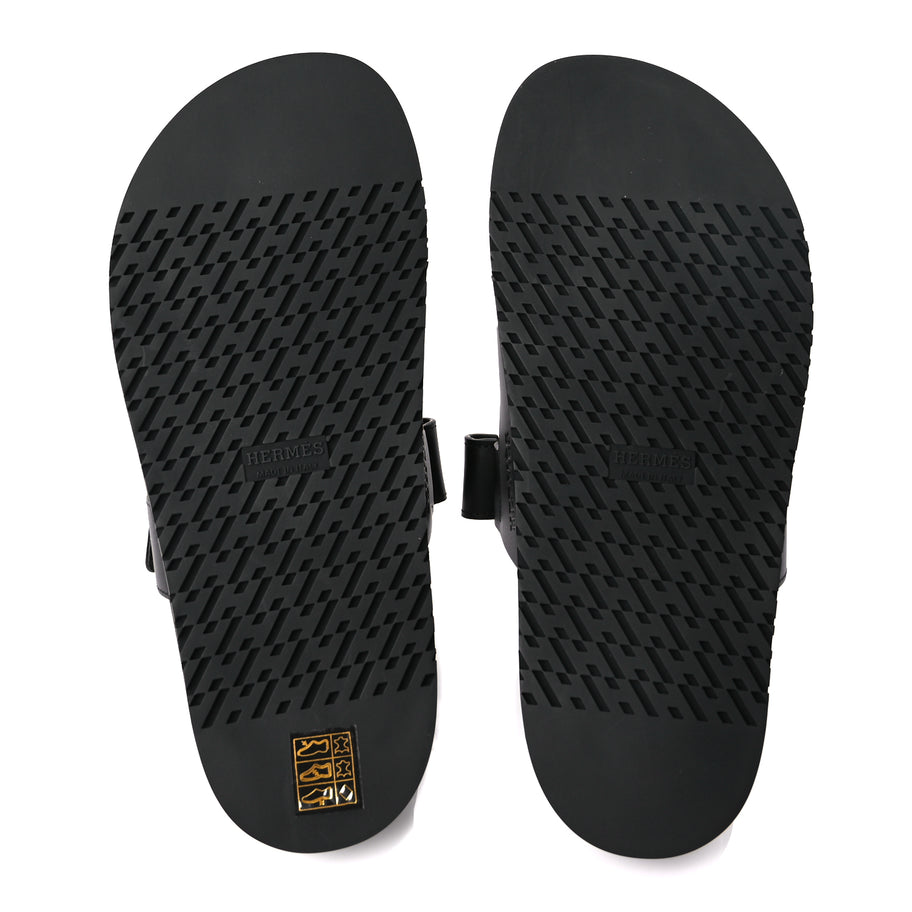 Hermes Calfskin Womens Chypre Sandals 38 Black Image 6