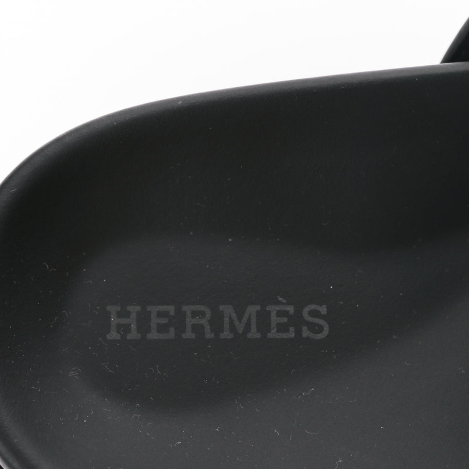 Hermes Calfskin Womens Chypre Sandals 38 Black Image 7