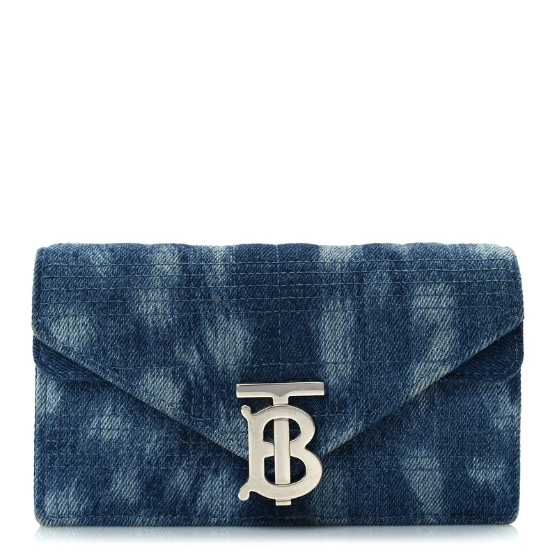  Burberry Denim Quilted Lola Clutch Blue