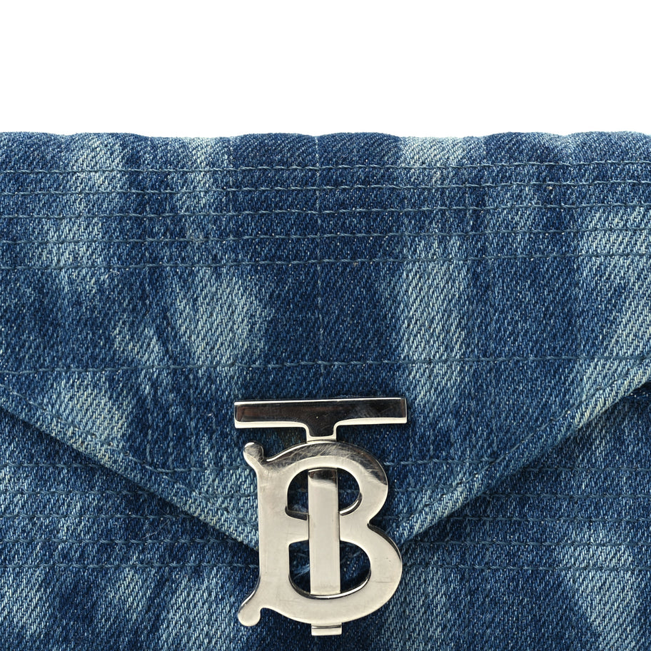 Burberry Denim Quilted Lola Clutch Blue Image 6