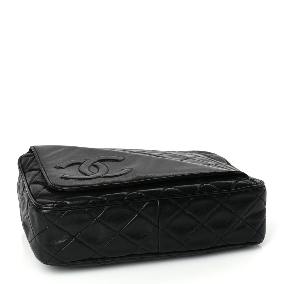 Chanel Lambskin Quilted CC Tassel Flap Camera Case Black Image 3