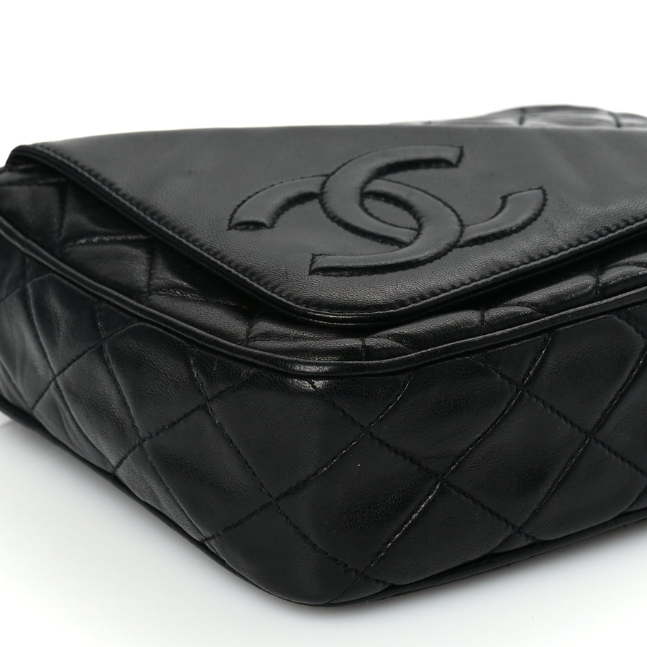 Chanel Lambskin Quilted CC Tassel Flap Camera Case Black Image 8