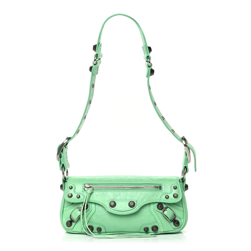  Balenciaga Agneau Arena Le Cagole Sling Bag XS Green