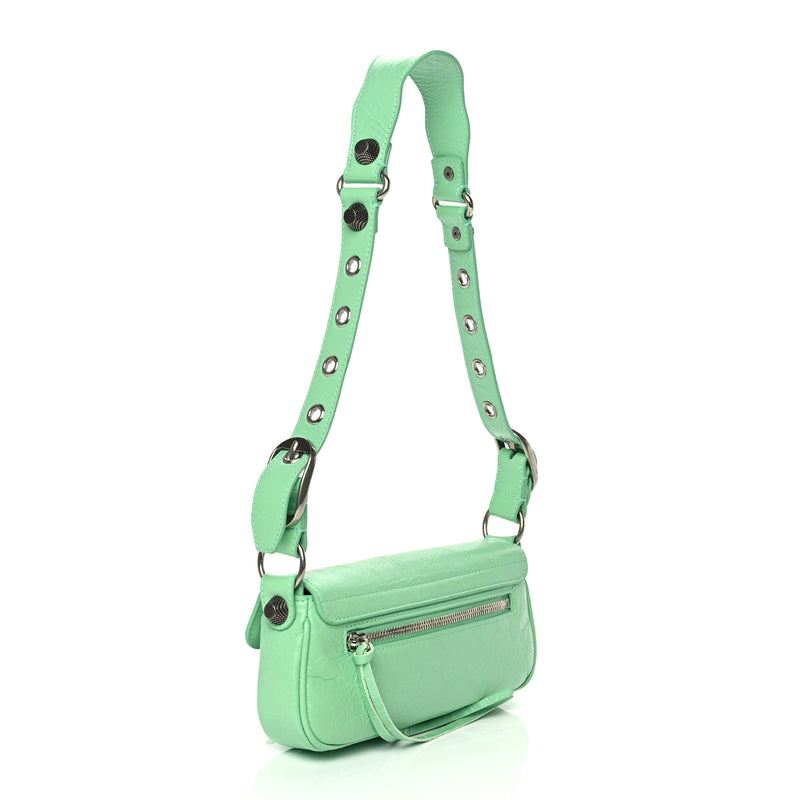  Balenciaga Agneau Arena Le Cagole Sling Bag XS Green