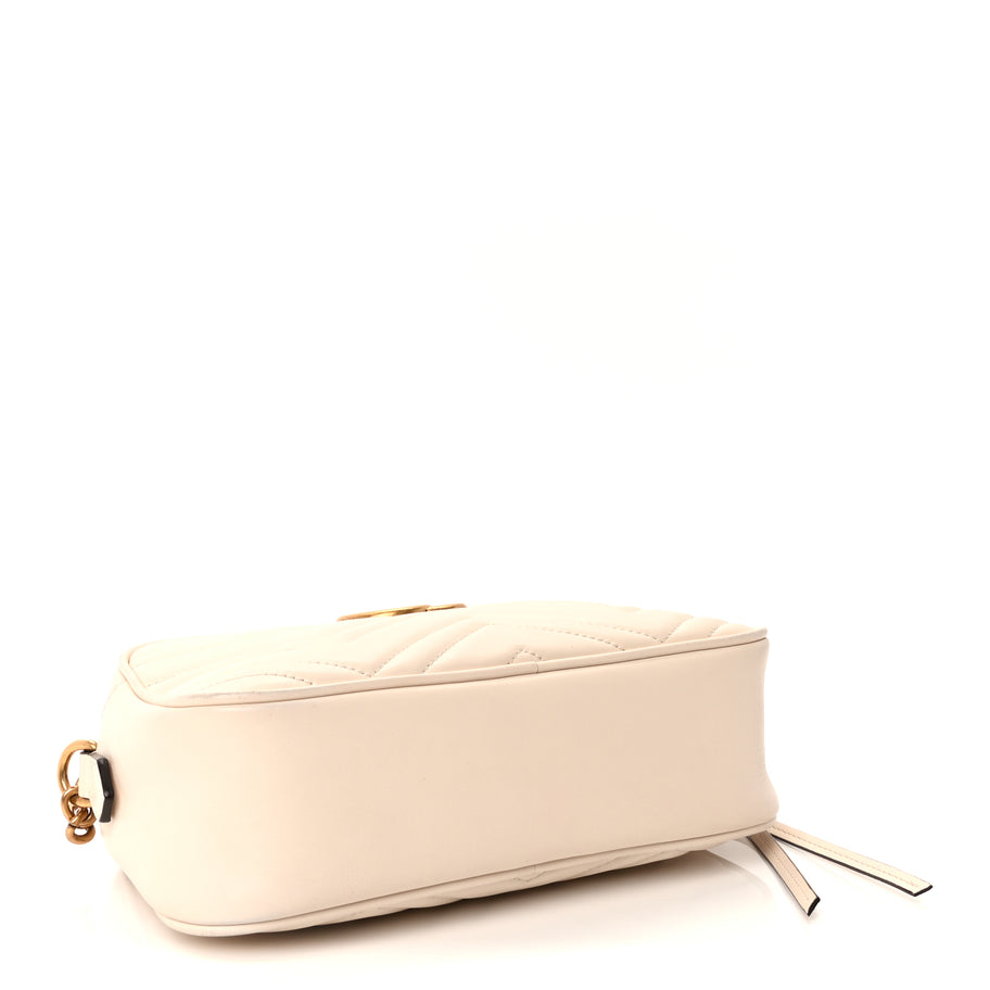 Gucci Calfskin Matelasse Small GG Marmont Chain Shoulder Bag White Image 3