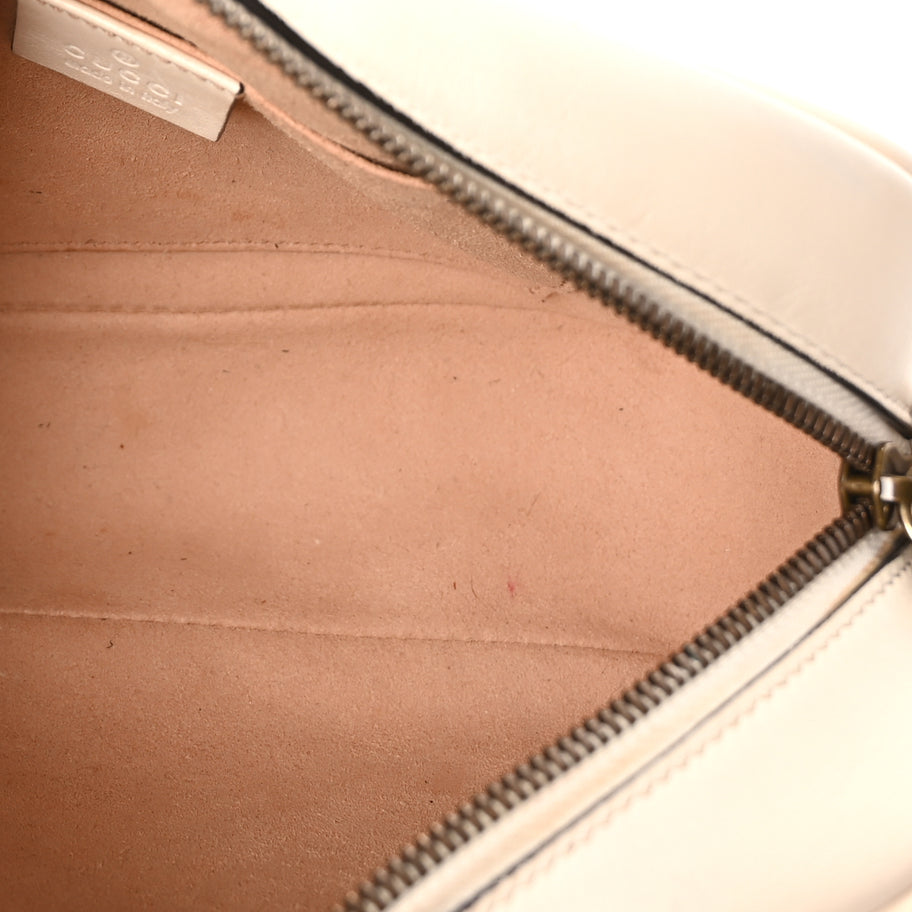 Gucci Calfskin Matelasse Small GG Marmont Chain Shoulder Bag White Image 4