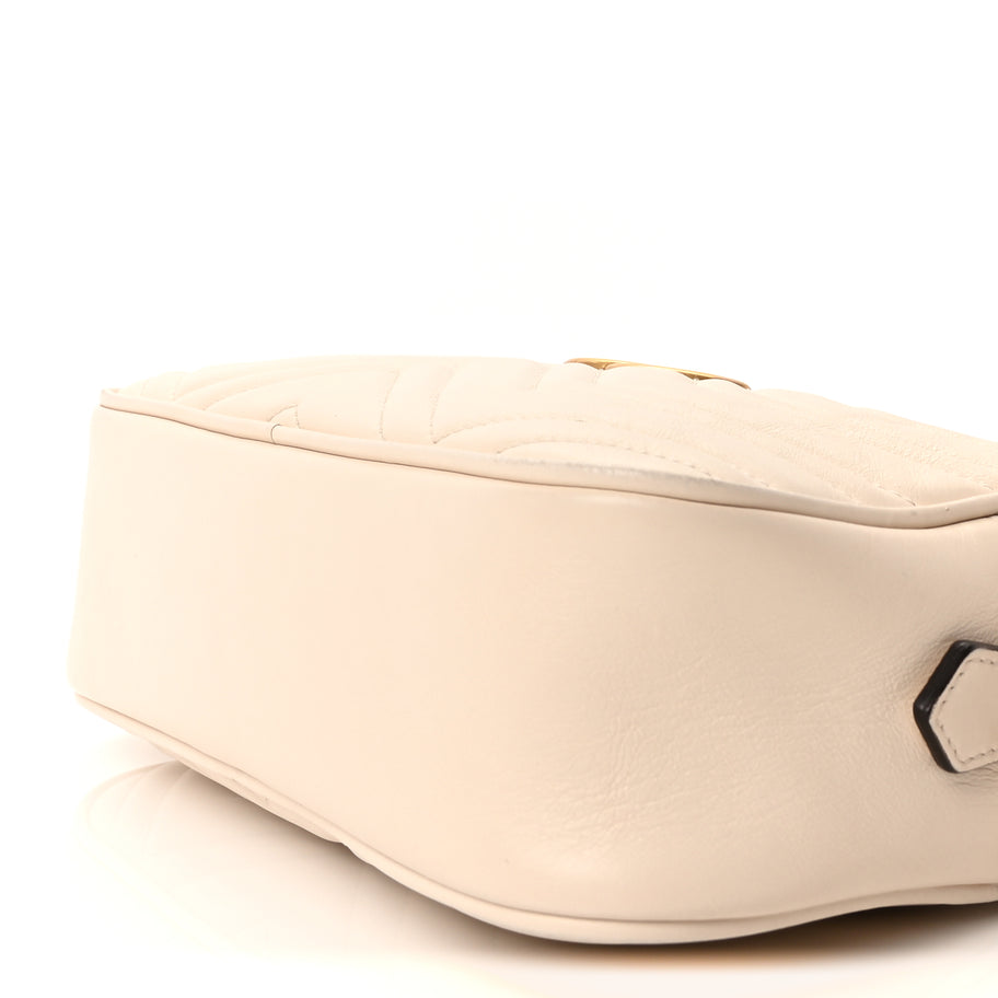 Gucci Calfskin Matelasse Small GG Marmont Chain Shoulder Bag White Image 7