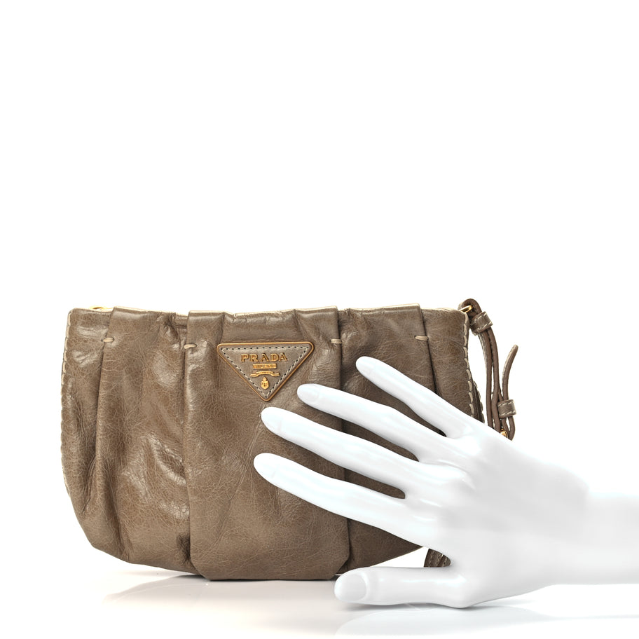 Prada Vitello Shine Mordore Wristlet Clutch Giunco Image 2