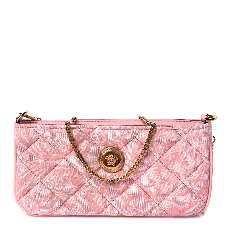  Versace Jacquard Barocco Quilted Medusa Crossbody Pink