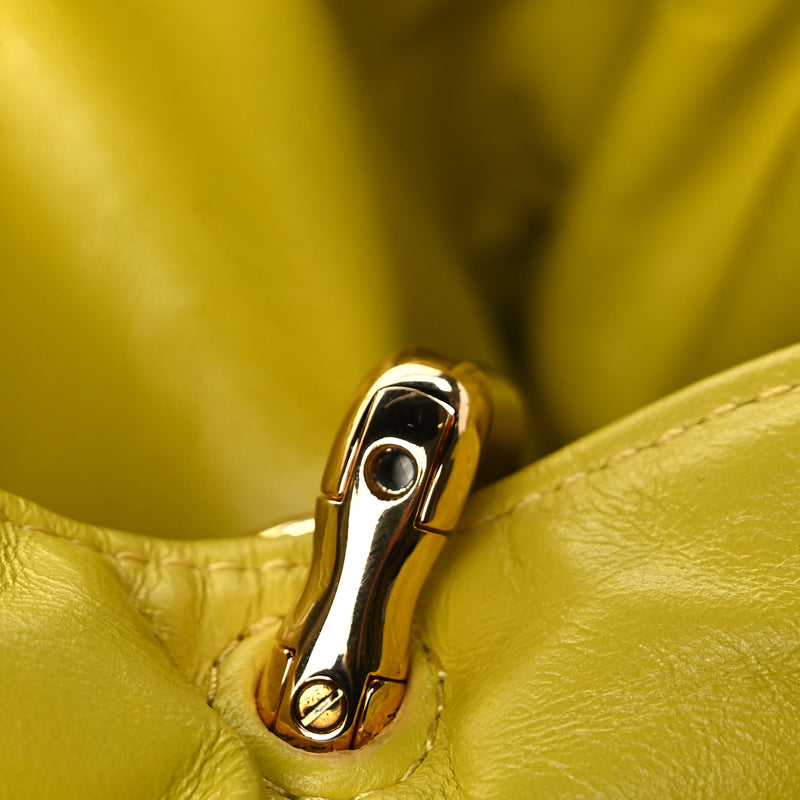  Bottega Veneta Calfskin Maxi Intrecciato Puffy Chain Tote Bag Yellow