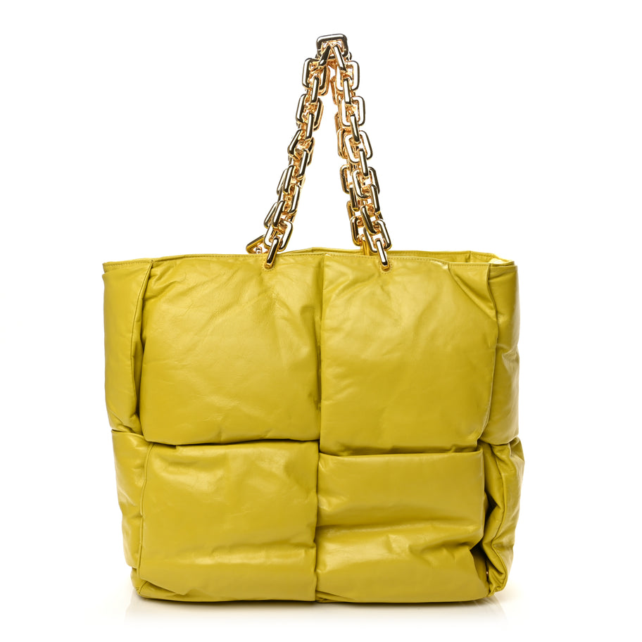 Bottega Veneta Calfskin Maxi Intrecciato Puffy Chain Tote Bag Yellow Image 1