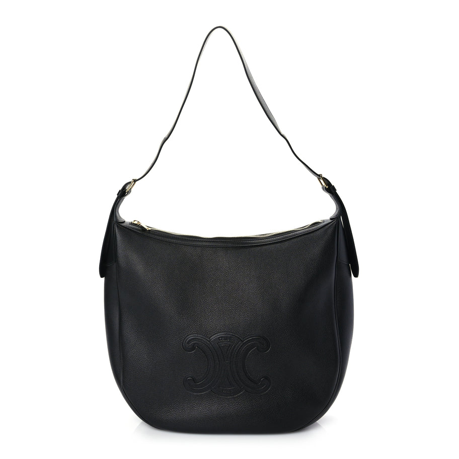 Celine Supple Calfskin Cuir Triomphe Large Heloise Shoulder Bag Black Image 1