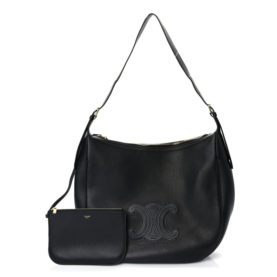 Celine Supple Calfskin Cuir Triomphe Large Heloise Shoulder Bag Black Image 2