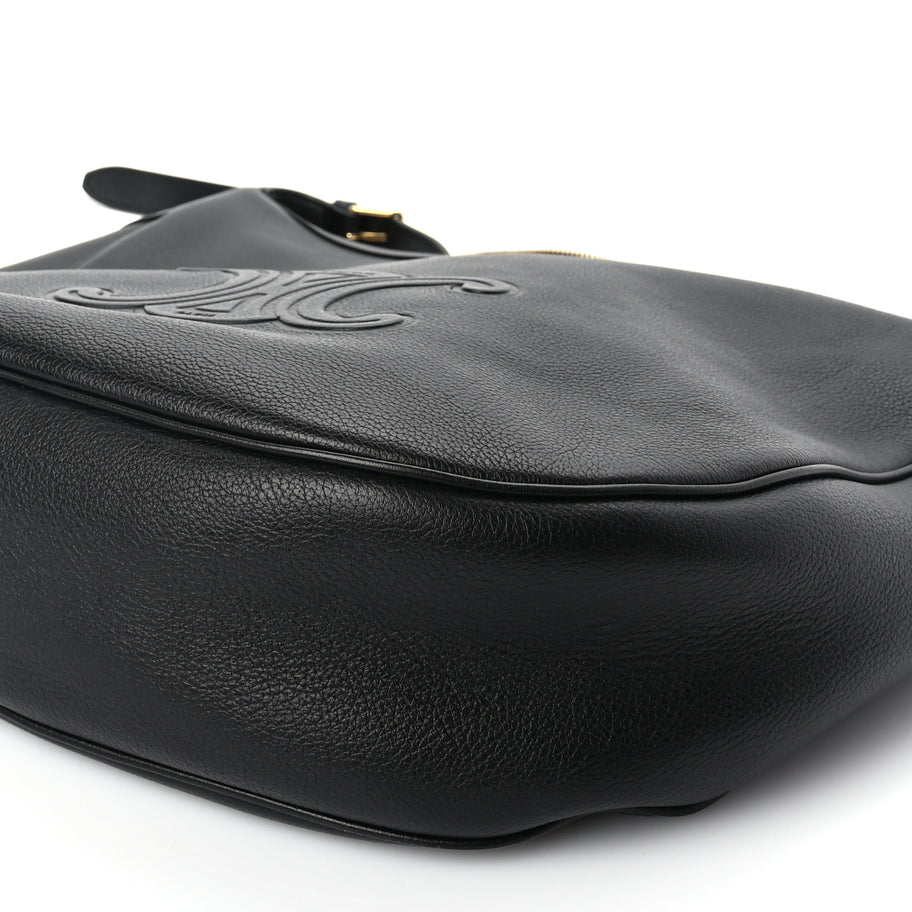 Celine Supple Calfskin Cuir Triomphe Large Heloise Shoulder Bag Black Image 9