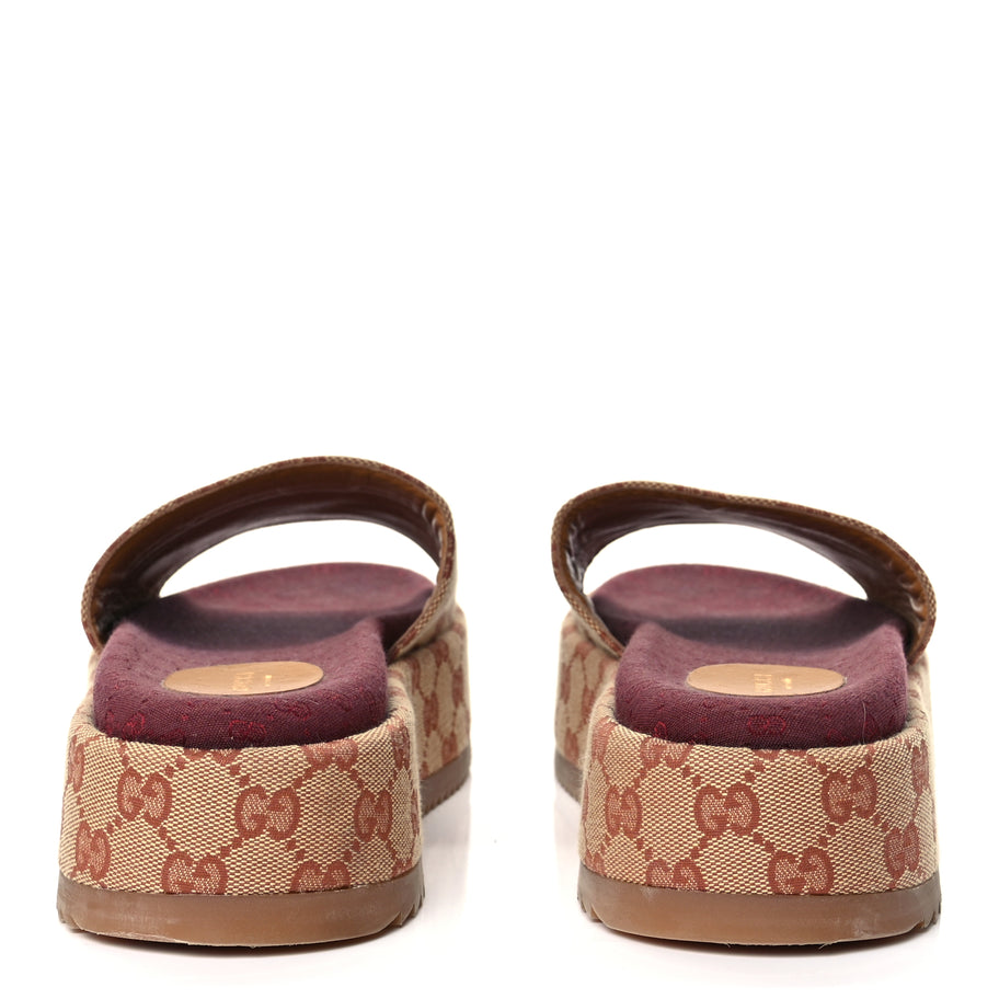 Gucci Canvas GG Monogram Angelina Platform Slide Sandals 40.5 Beige Ruggine Image 6
