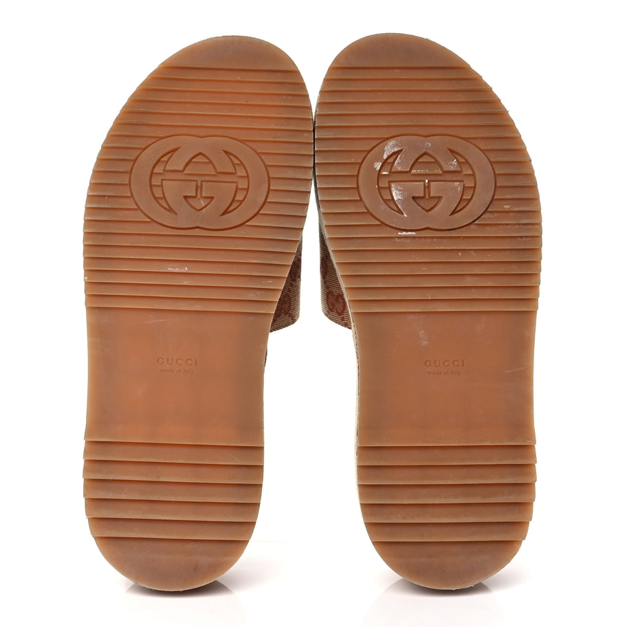 Gucci Canvas GG Monogram Angelina Platform Slide Sandals 40.5 Beige Ruggine Image 7