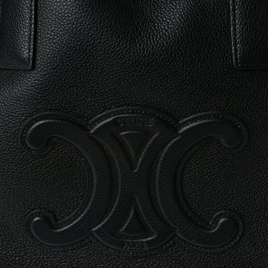 Celine Smooth Calfskin Cuir Triomphe Cabas Drawstring Black Image 6
