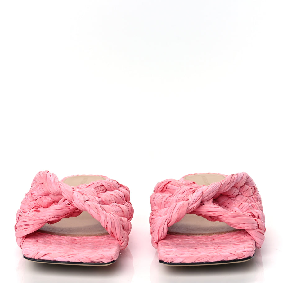 Bottega Veneta Raffia Twisted Intrecciato Stretch Flat Sandals Blossom Image 3