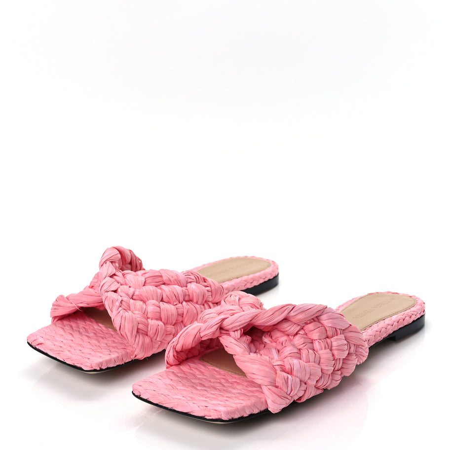 Bottega Veneta Raffia Twisted Intrecciato Stretch Flat Sandals Blossom Image 4