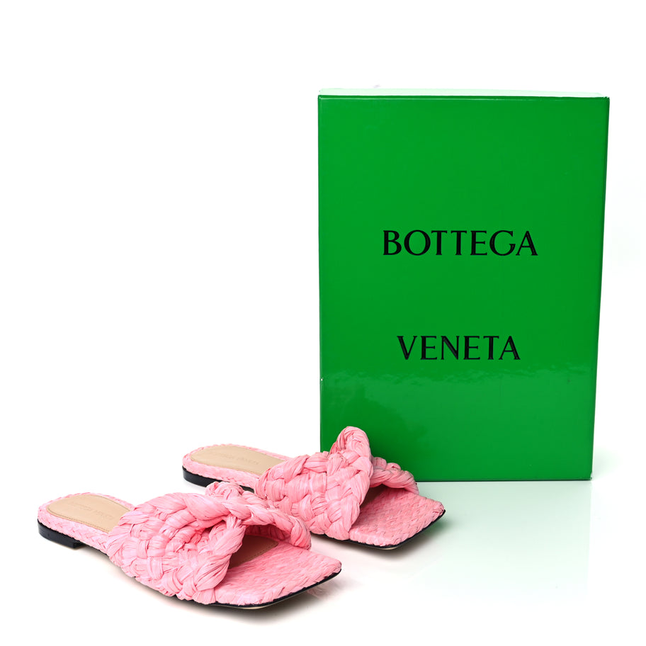 Bottega Veneta Raffia Twisted Intrecciato Stretch Flat Sandals Blossom Image 9