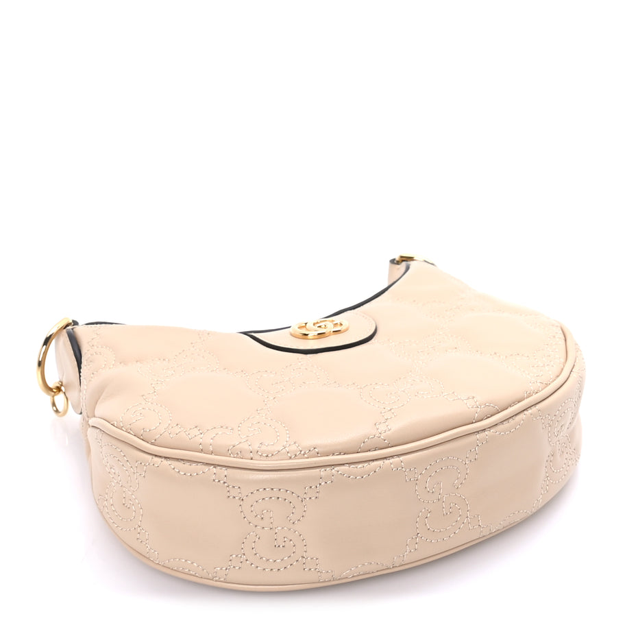 Gucci Calfskin GG Matelasse Mini Hobo Shoulder Bag  Beige Image 3