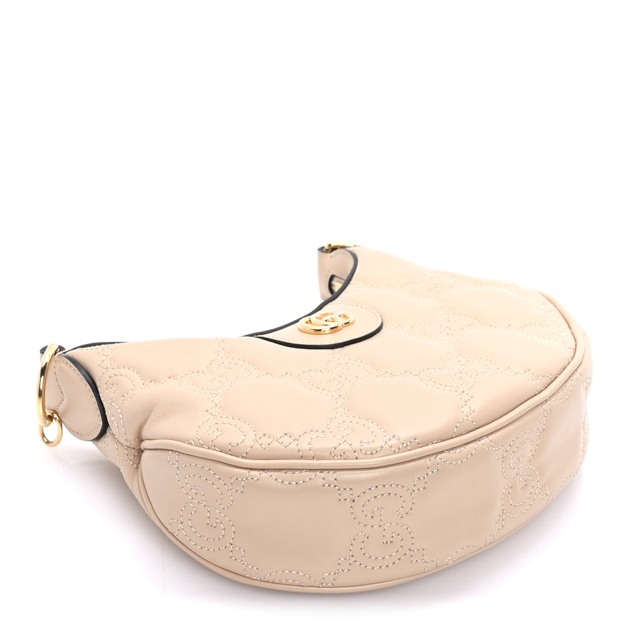 Gucci Calfskin GG Matelasse Mini Hobo Shoulder Bag  Beige Image 7
