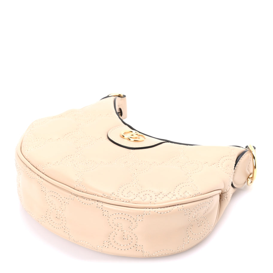 Gucci Calfskin GG Matelasse Mini Hobo Shoulder Bag  Beige Image 8