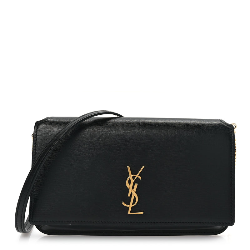  Saint Laurent Smooth Calfskin Monogram Phone Holder Crossbody Black