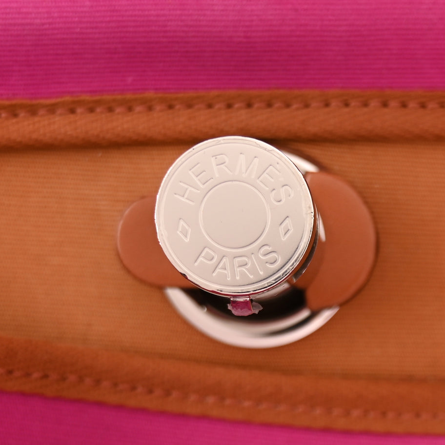 Hermes Toile Militaire Vache Hunter Herbag Zip Retourne 31 PM Rose Pourpre Fauve Image 5
