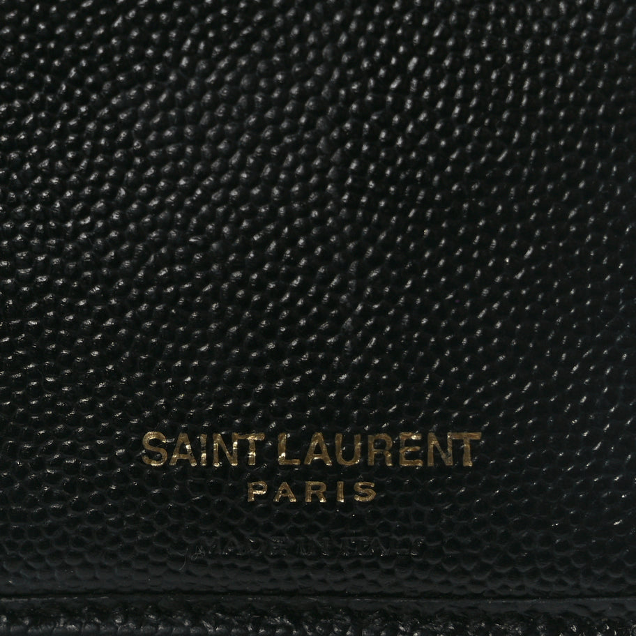 Saint Laurent Grain De Poudre Matelasse Chevron Monogram Compact Zip Around Wallet Black Image 6