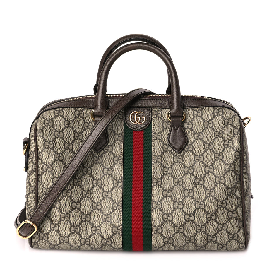 Gucci GG Supreme Monogram Web Medium Ophidia Top Handle Bag Beige Ebony Image 1