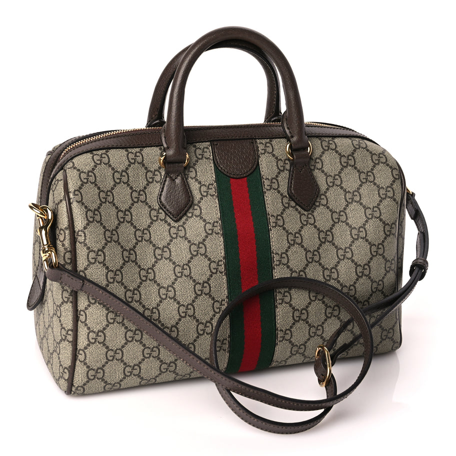Gucci GG Supreme Monogram Web Medium Ophidia Top Handle Bag Beige Ebony Image 2