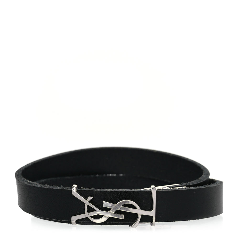 Saint Laurent Calfskin Opyum Double Wrap Bracele Black Image 1