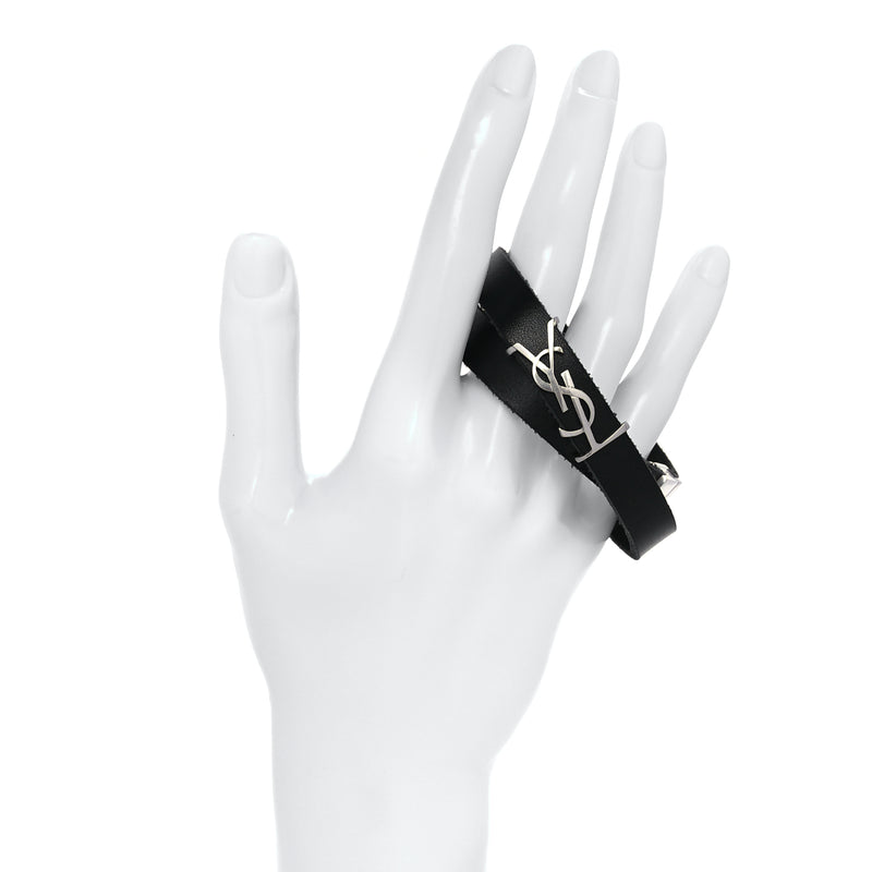  Saint Laurent Calfskin Opyum Double Wrap Bracele Black