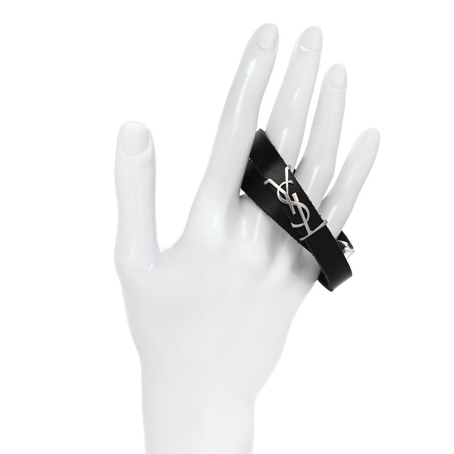 Saint Laurent Calfskin Opyum Double Wrap Bracele Black Image 2