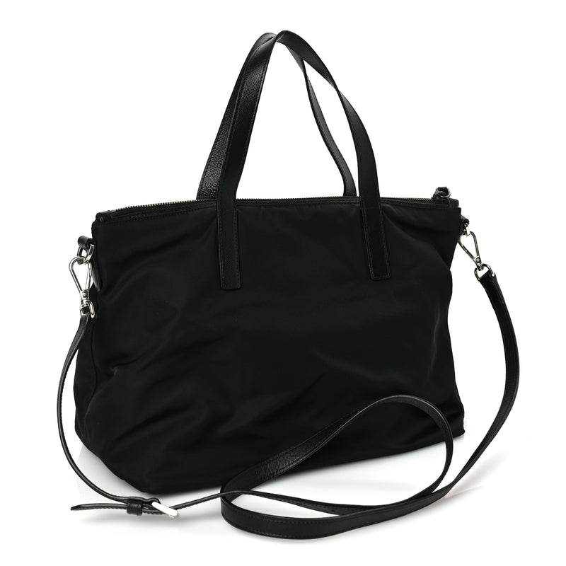  Prada Tessuto Nylon Saffiano Vela Robot Tote Black