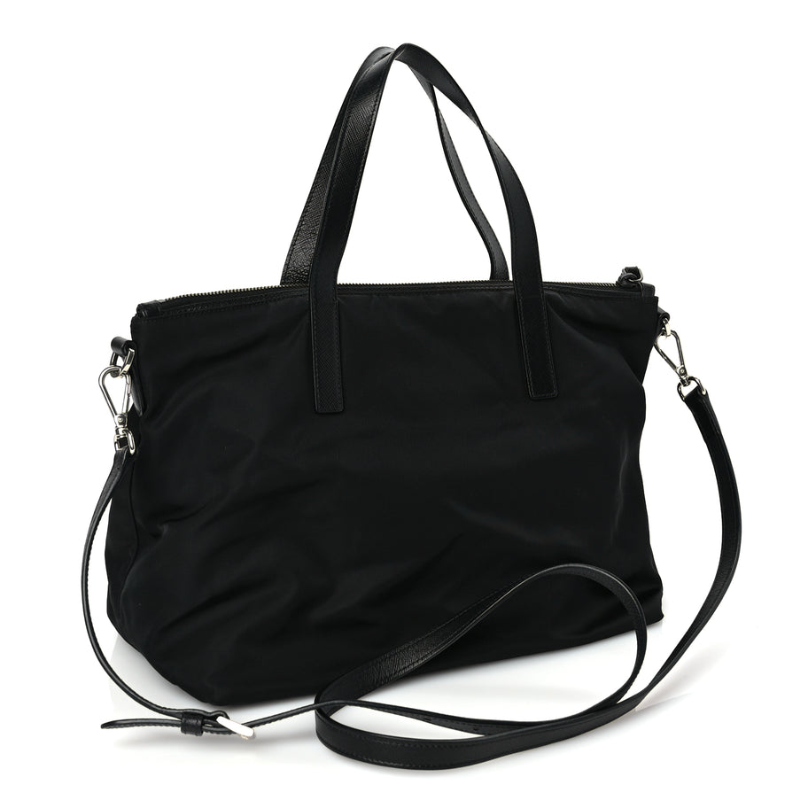 Prada Tessuto Nylon Saffiano Vela Robot Tote Black Image 2