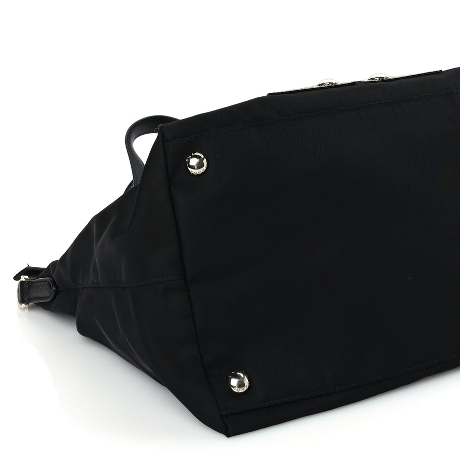 Prada Tessuto Nylon Saffiano Vela Robot Tote Black Image 7