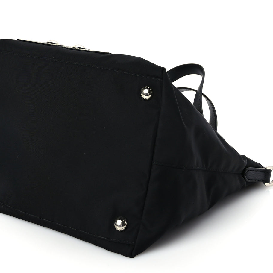 Prada Tessuto Nylon Saffiano Vela Robot Tote Black Image 8
