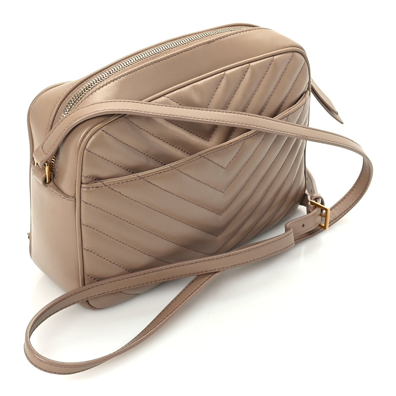  Saint Laurent Calfskin Matelasse Monogram Lou Camera Bag Dark Latte