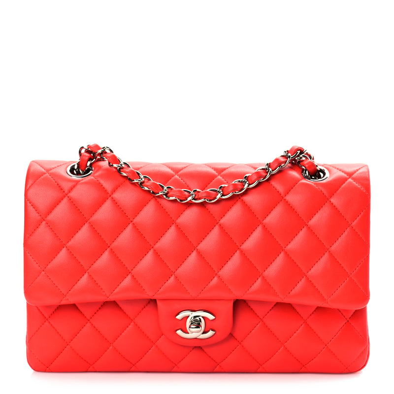  Chanel Lambskin Quilted Medium Double Flap Red