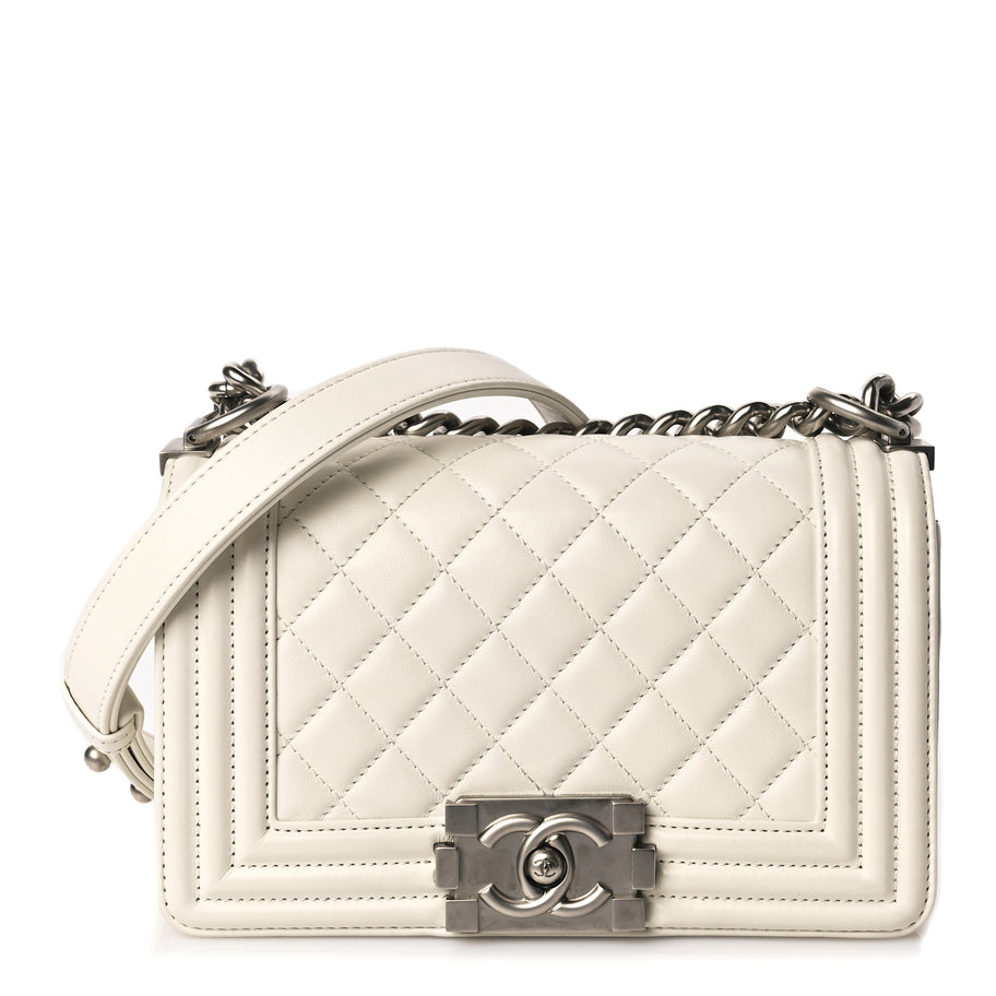 Chanel Calfskin Quilted Small Boy Flap White Image 1