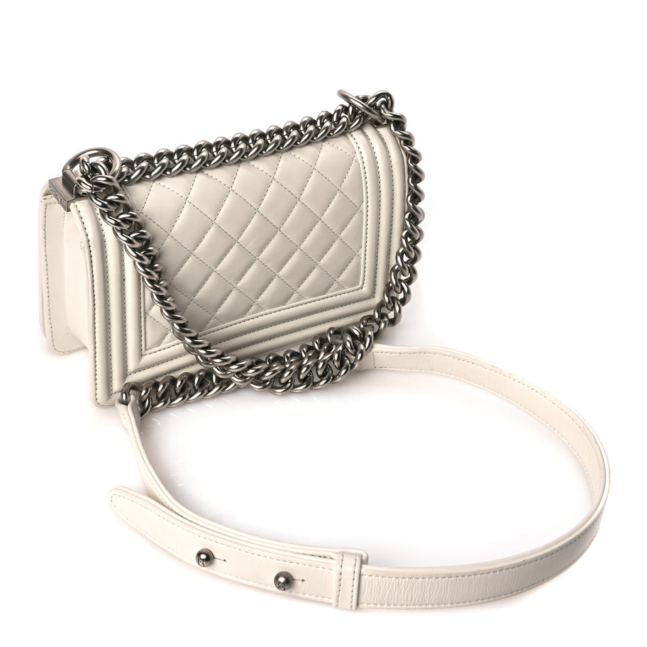 Chanel Calfskin Quilted Small Boy Flap White Image 2