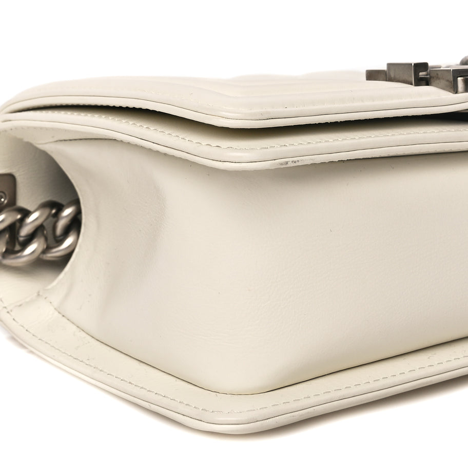 Chanel Calfskin Quilted Small Boy Flap White Image 8