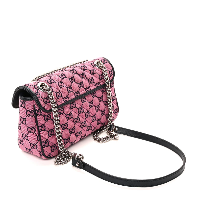  Gucci Monogram Multicolor Matelasse Diagonal Floral Embroidered Small GG Marmont Shoulder Bag Pink Blue Ivory Green Lilac