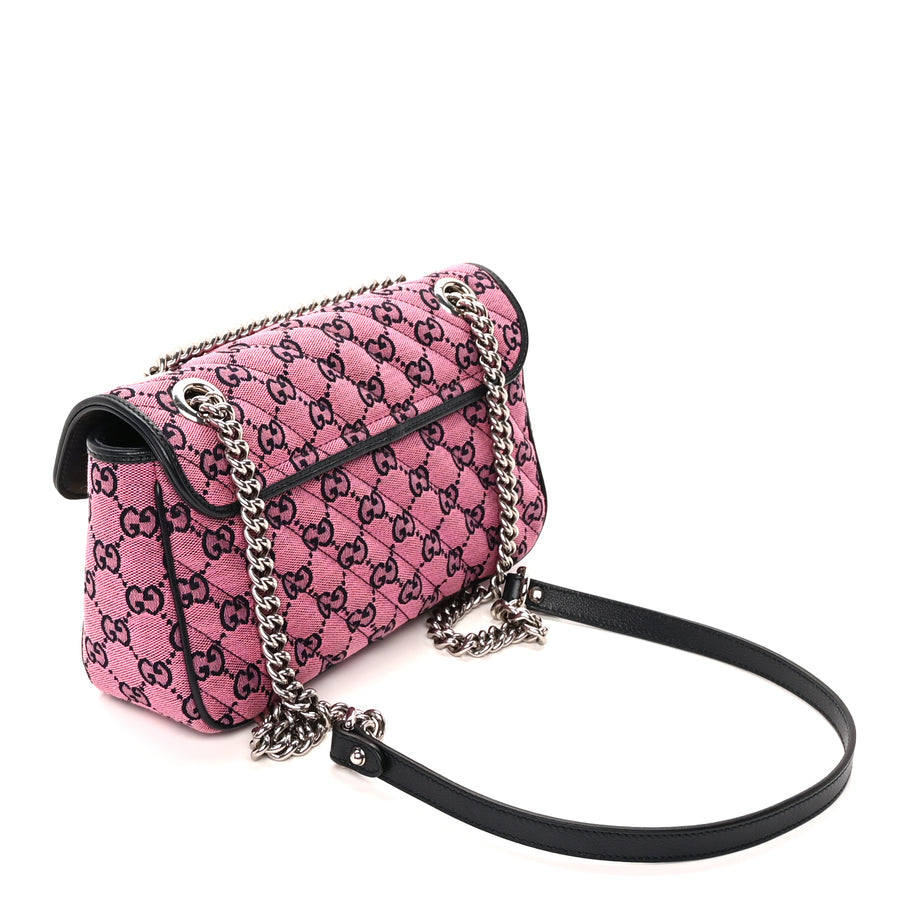 Gucci Monogram Multicolor Matelasse Diagonal Floral Embroidered Small GG Marmont Shoulder Bag Pink Blue Ivory Green Lilac Image 2