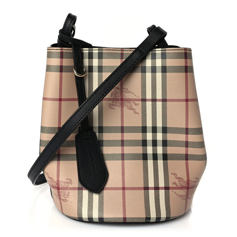  Burberry Haymarket Check Colours Small Lorne Bucket Crossbody Black